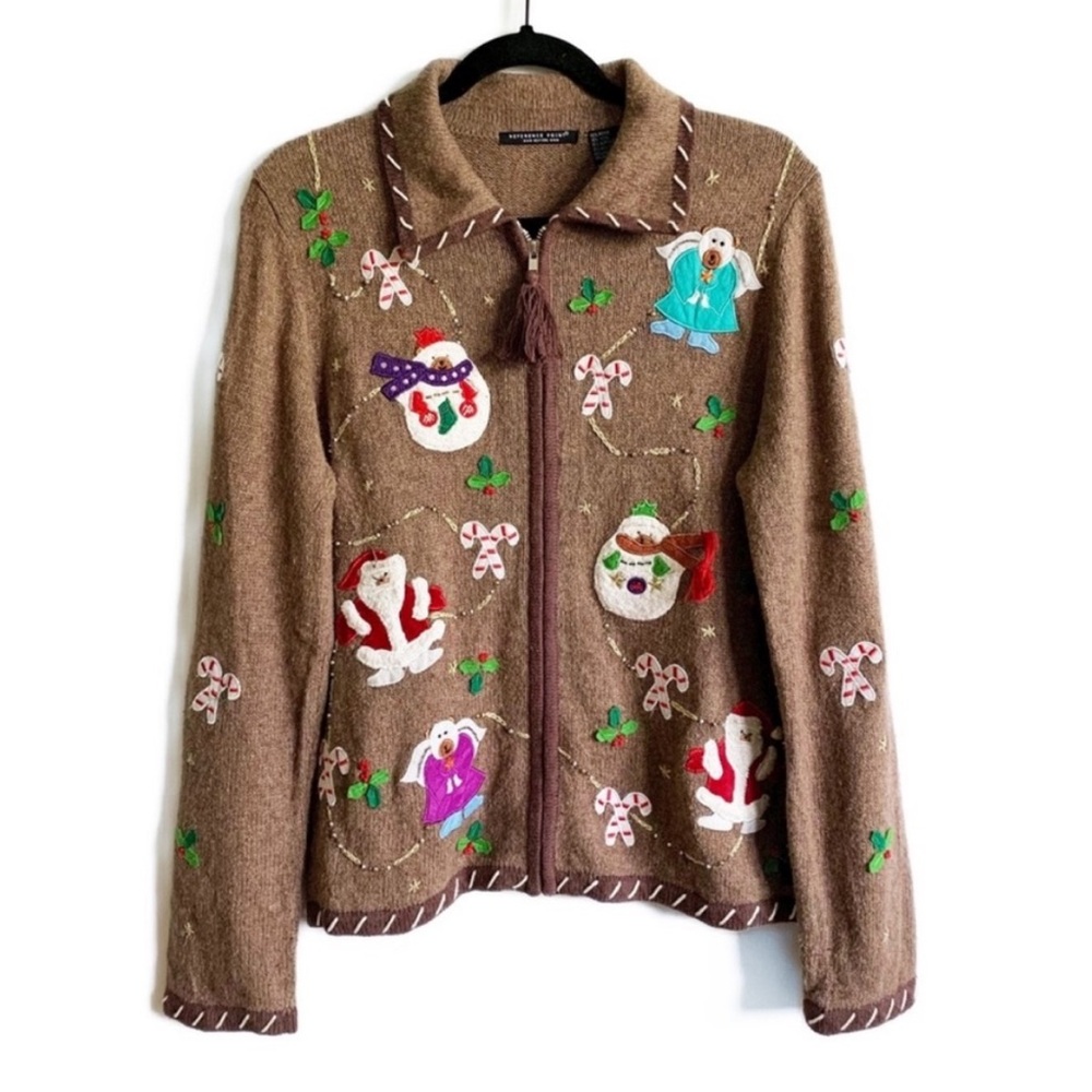 Reference Point Wool Blend Christmas Cardigan Med… - image 1